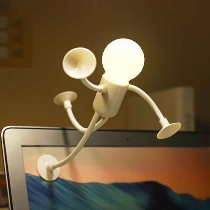Bendable LED Figure Lamp with Suction Base for Kids Room, Desk, Wall Mount | Posable Battery Night Light