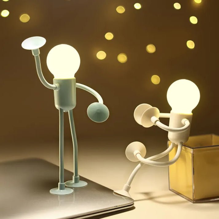 Bendable LED Figure Lamp with Suction Base for Kids Room, Desk, Wall Mount | Posable Battery Night Light