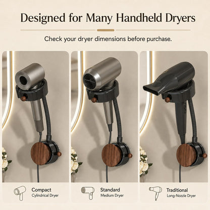 Ortekor Hands-Free Pet Grooming Hair Dryer Holder for At-Home Bath Time - Repositionable Suction Mount with 360 Flexible Arm