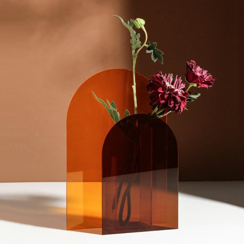 Clear Acrylic Flower Vase Set Sculptural Geometric Shapes for Table Centerpiece Mantel Shelf Display Home Interior Styling Fresh or Dried St