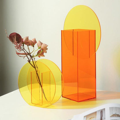 Clear Acrylic Flower Vase Set Sculptural Geometric Shapes for Table Centerpiece Mantel Shelf Display Home Interior Styling Fresh or Dried St