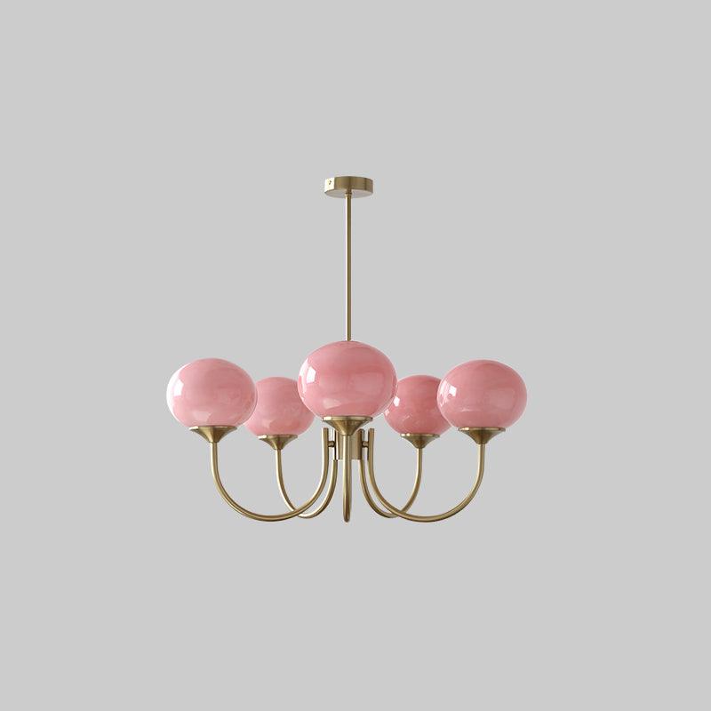 Handblown Glass Globe Chandelier with Gold or Chrome Finish – 3 or 5 Light Dining Room Pendant for Kitchen Island, Bedroom, Living Room