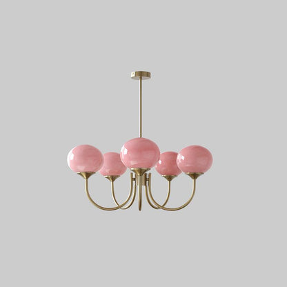 Handblown Glass Globe Chandelier with Gold or Chrome Finish – 3 or 5 Light Dining Room Pendant for Kitchen Island, Bedroom, Living Room