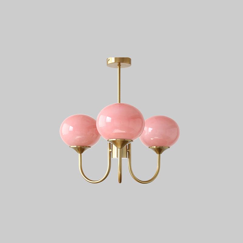 Handblown Glass Globe Chandelier with Gold or Chrome Finish – 3 or 5 Light Dining Room Pendant for Kitchen Island, Bedroom, Living Room