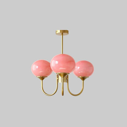 Handblown Glass Globe Chandelier with Gold or Chrome Finish – 3 or 5 Light Dining Room Pendant for Kitchen Island, Bedroom, Living Room