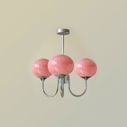 Handblown Glass Globe Chandelier with Gold or Chrome Finish – 3 or 5 Light Dining Room Pendant for Kitchen Island, Bedroom, Living Room