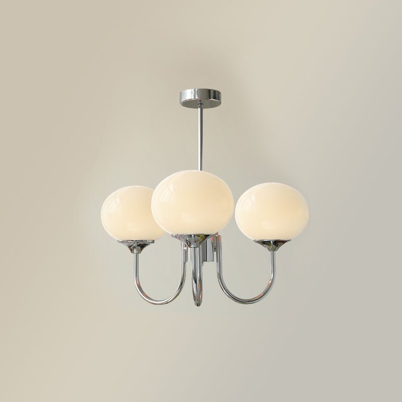 Handblown Glass Globe Chandelier with Gold or Chrome Finish – 3 or 5 Light Dining Room Pendant for Kitchen Island, Bedroom, Living Room