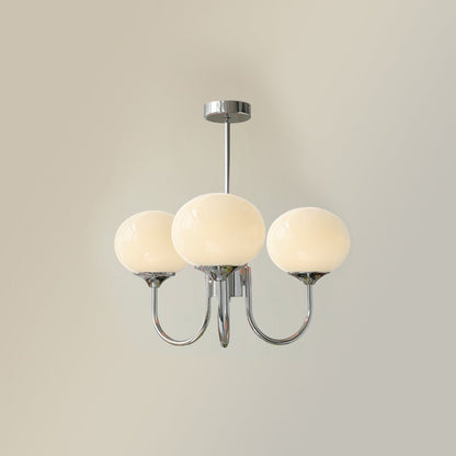 Handblown Glass Globe Chandelier with Gold or Chrome Finish – 3 or 5 Light Dining Room Pendant for Kitchen Island, Bedroom, Living Room