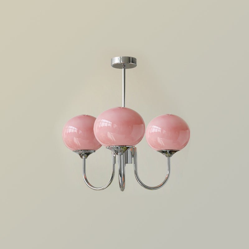 Handblown Glass Globe Chandelier with Gold or Chrome Finish – 3 or 5 Light Dining Room Pendant for Kitchen Island, Bedroom, Living Room