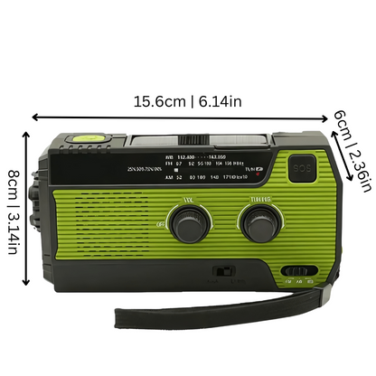 Emergency Weather Radio with Hand Crank & Solar Charging, 4000mAh Power Bank, AM/FM, SOS Alarm, LED Flashlight