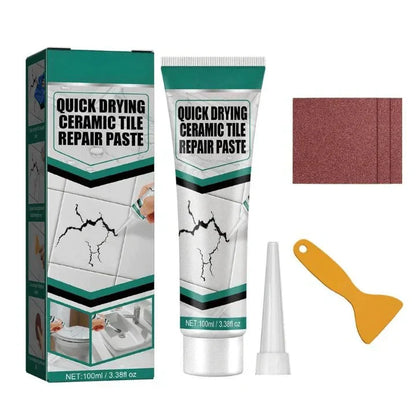 Ceramic Repair Filler 3.5 fl oz Waterproof Surface Restorer for Cracked Porcelain Marble Bathroom Kitchen Floors Walls Indoor Outdoor Finish