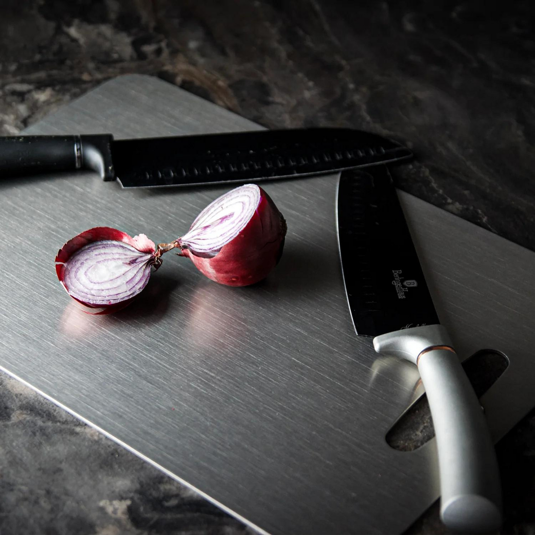 Titanium Prep Surface Non-Porous Knife-Friendly Food Board for Home & Professional Kitchens Silver Finish Antibacterial