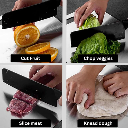 Titanium Prep Surface Non-Porous Knife-Friendly Food Board for Home & Professional Kitchens Silver Finish Antibacterial