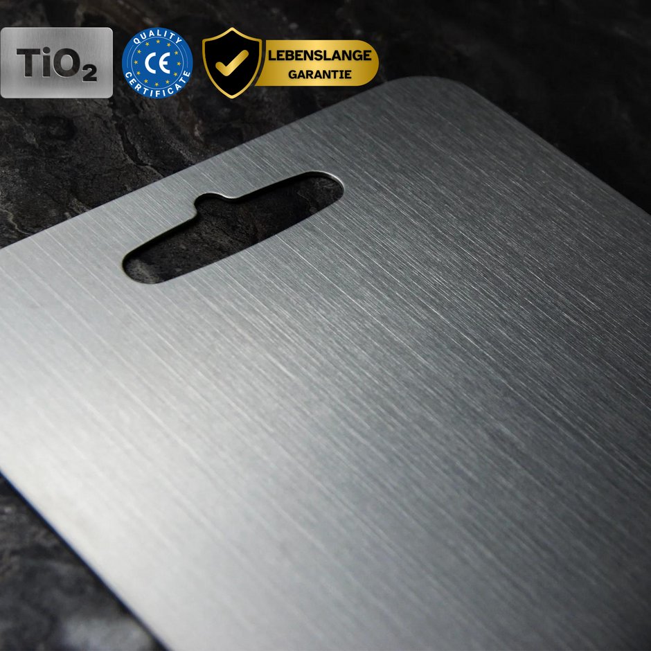 Titanium Prep Surface Non-Porous Knife-Friendly Food Board for Home & Professional Kitchens Silver Finish Antibacterial