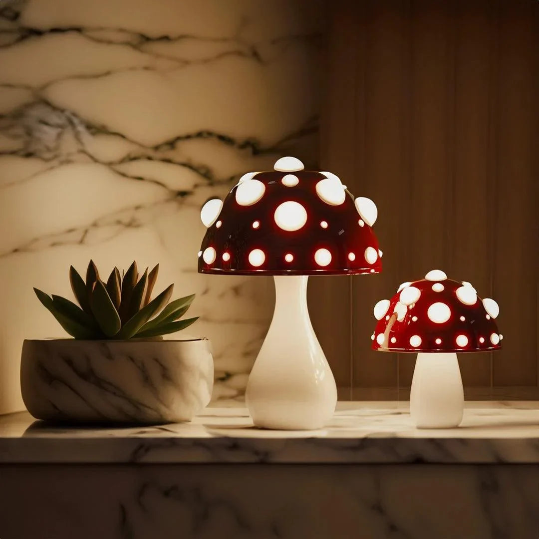 Mushroom LED Nightstand Light Cordless Rechargeable 3 Brightness Modes Dome Accent Lamp 12 in Aluminum Bedroom Office Ambient Reading Desk L