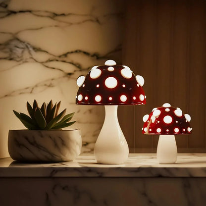 Mushroom LED Nightstand Light Cordless Rechargeable 3 Brightness Modes Dome Accent Lamp 12 in Aluminum Bedroom Office Ambient Reading Desk L