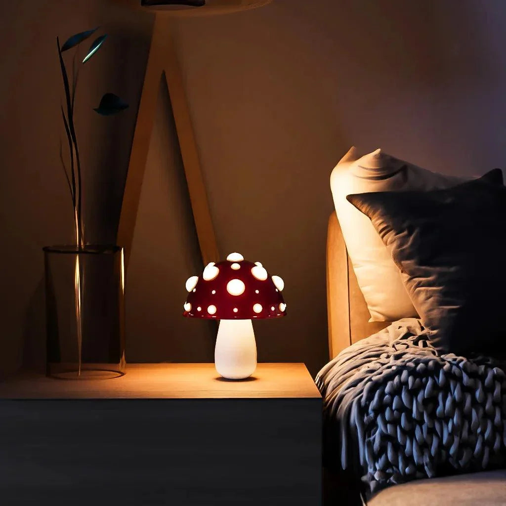 Mushroom LED Nightstand Light Cordless Rechargeable 3 Brightness Modes Dome Accent Lamp 12 in Aluminum Bedroom Office Ambient Reading Desk L