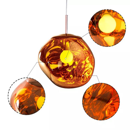 Organic Glass Ceiling Fixture – Sculptural Smoke Finish – 19-Inch Modern Drop Light for Dining Areas & Living Rooms – E27 Socket – Reflectiv
