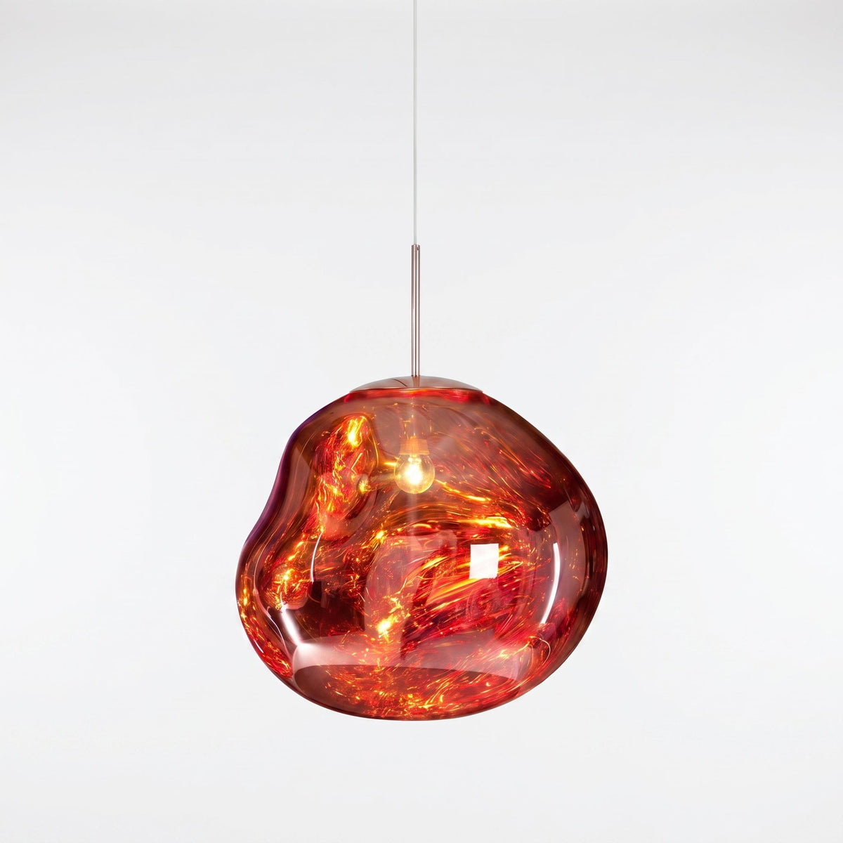 Reflective Globe Pendant Light with Molten Core Glow – Modern Acrylic LED Ceiling Lamp for Dining Room, Kitchen Island, Entryway – Warm