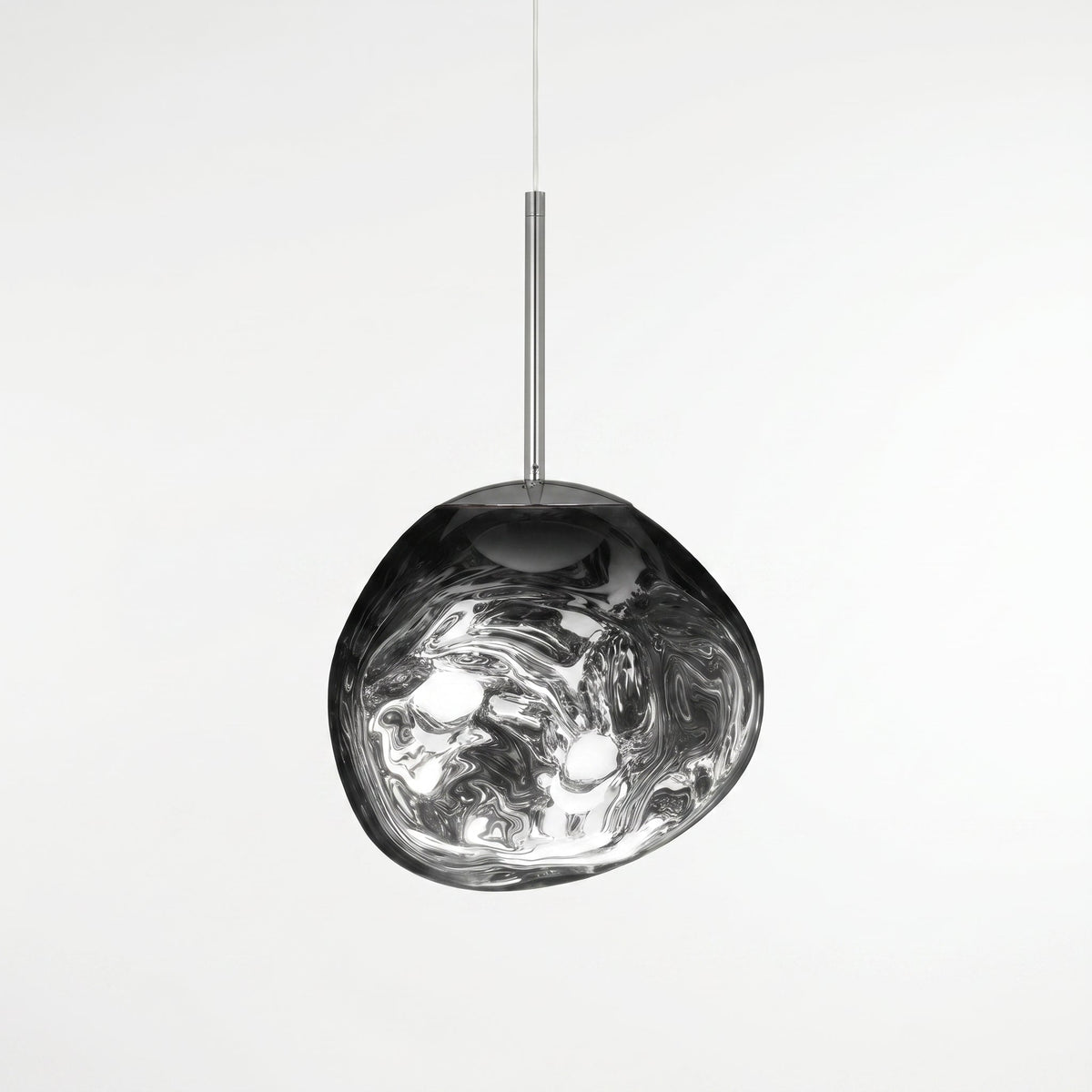 Reflective Globe Pendant Light with Molten Core Glow – Modern Acrylic LED Ceiling Lamp for Dining Room, Kitchen Island, Entryway – Warm