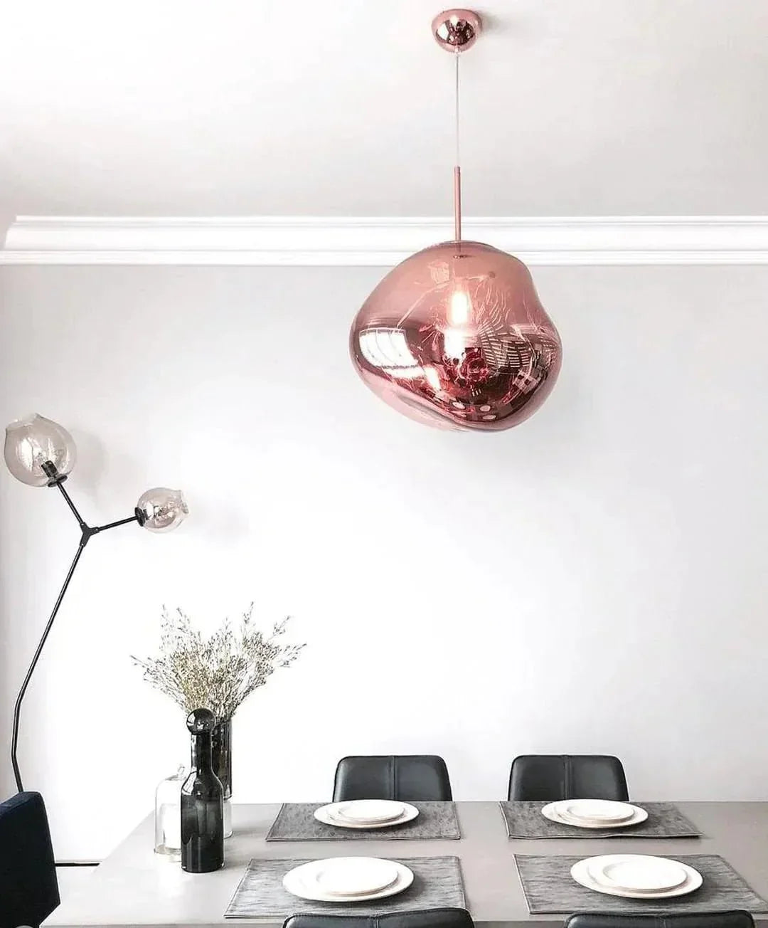 Reflective Globe Hanging Light Fixture Adjustable Height E27 Socket for Kitchens Dining Rooms | Modern Orb Ceiling Lamp Chrome Gold Glass