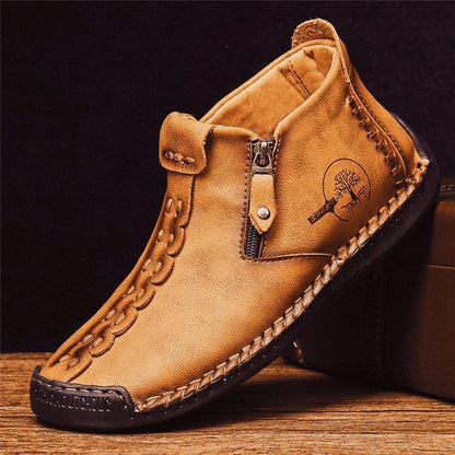 Leather Ankle Boots for Men with Side Zip & Non-Slip Sole – Handcrafted Casual Footwear for Everyday Wear & Weekend Outings