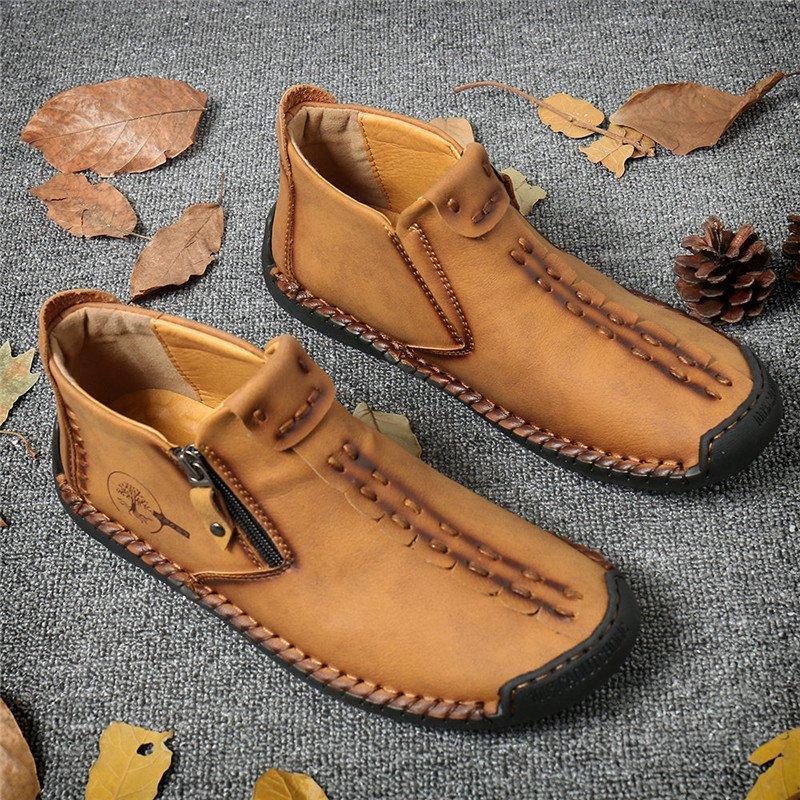 Leather Ankle Boots for Men with Side Zip & Non-Slip Sole – Handcrafted Casual Footwear for Everyday Wear & Weekend Outings
