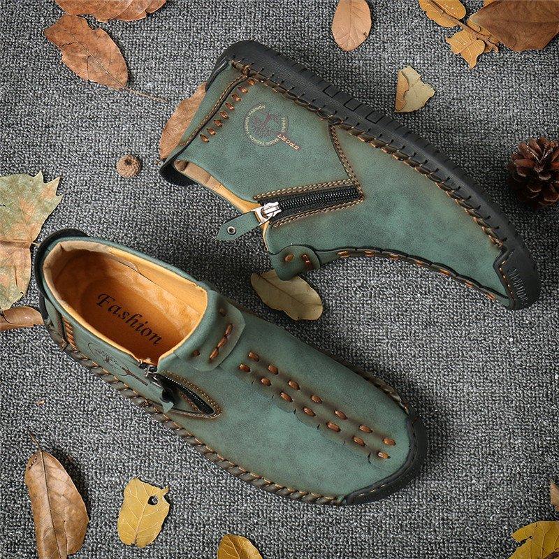 Leather Ankle Boots for Men with Side Zip & Non-Slip Sole – Handcrafted Casual Footwear for Everyday Wear & Weekend Outings