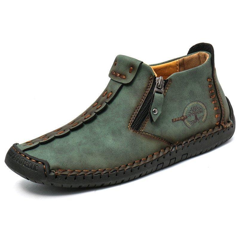 Leather Ankle Boots for Men with Side Zip & Non-Slip Sole – Handcrafted Casual Footwear for Everyday Wear & Weekend Outings