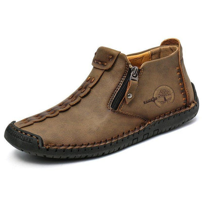 Leather Ankle Boots for Men with Side Zip & Non-Slip Sole – Handcrafted Casual Footwear for Everyday Wear & Weekend Outings