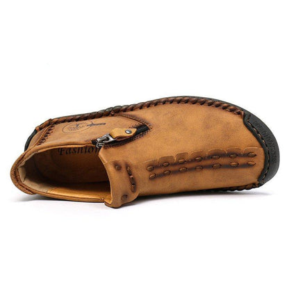 Leather Ankle Boots for Men with Side Zip & Non-Slip Sole – Handcrafted Casual Footwear for Everyday Wear & Weekend Outings