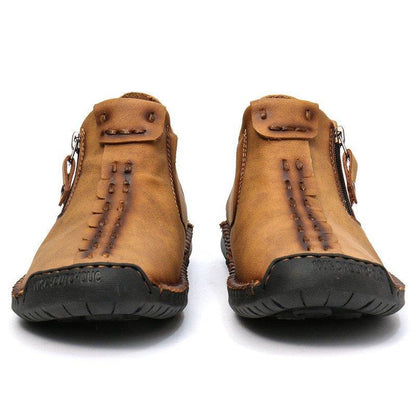 Leather Ankle Boots for Men with Side Zip & Non-Slip Sole – Handcrafted Casual Footwear for Everyday Wear & Weekend Outings