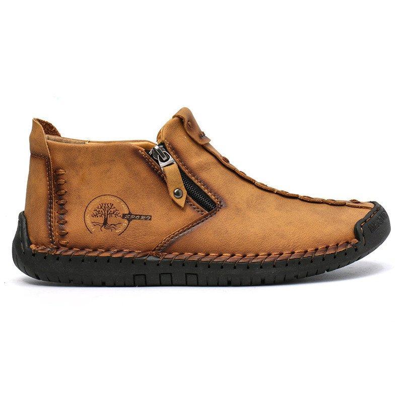Leather Ankle Boots for Men with Side Zip & Non-Slip Sole – Handcrafted Casual Footwear for Everyday Wear & Weekend Outings