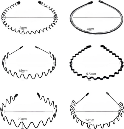 Metal Hair Bands for Men – Non-Slip Wavy Spiral Zigzag Circle Designs for Daily Grooming & Style – Rust-Resistant Durable Accessory