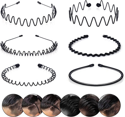 Metal Hair Bands for Men – Non-Slip Wavy Spiral Zigzag Circle Designs for Daily Grooming & Style – Rust-Resistant Durable Accessory