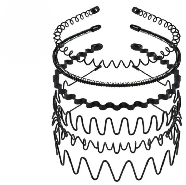 Metal Hair Bands for Men – Non-Slip Wavy Spiral Zigzag Circle Designs for Daily Grooming & Style – Rust-Resistant Durable Accessory