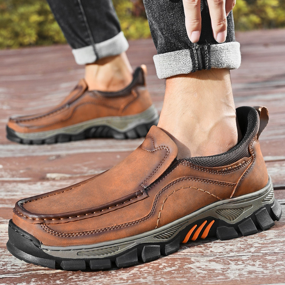 Men's Slip-On Footbed Loafers for All-Day Arch Support & Alignment | Cushioned Walking Sneakers with Ergonomic Sole for Pain Relief &