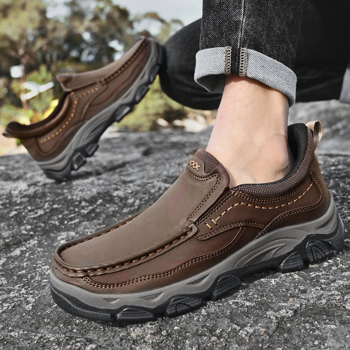 Men's Slip-On Footbed Loafers for All-Day Arch Support & Alignment | Cushioned Walking Sneakers with Ergonomic Sole for Pain Relief &