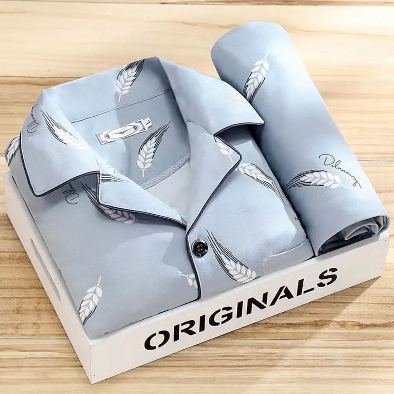 Men's Classic Lounge Shirt & Pant Set – Lightweight Cotton Sleepwear for All Seasons