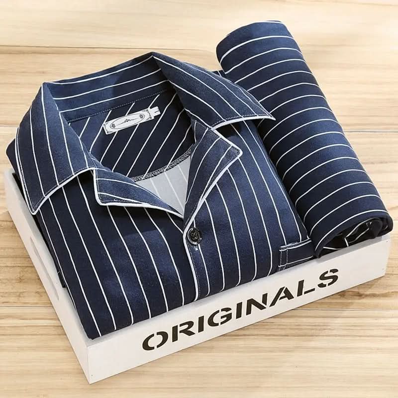 Men's Classic Lounge Shirt & Pant Set – Lightweight Cotton Sleepwear for All Seasons