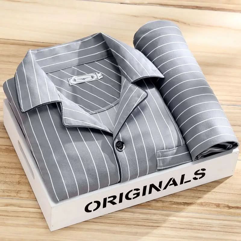 Men's Classic Lounge Shirt & Pant Set – Lightweight Cotton Sleepwear for All Seasons