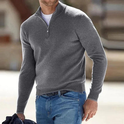 Pure Cashmere Crew Neck Sweater for Men – Full Sleeve Pullover Knit for Fall Winter Spring – Classic Fit Knitwear for Business Casual &