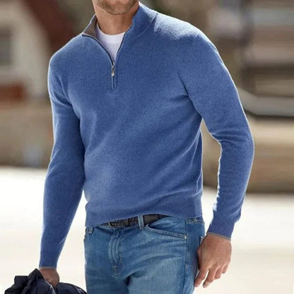 Pure Cashmere Crew Neck Sweater for Men – Full Sleeve Pullover Knit for Fall Winter Spring – Classic Fit Knitwear for Business Casual &