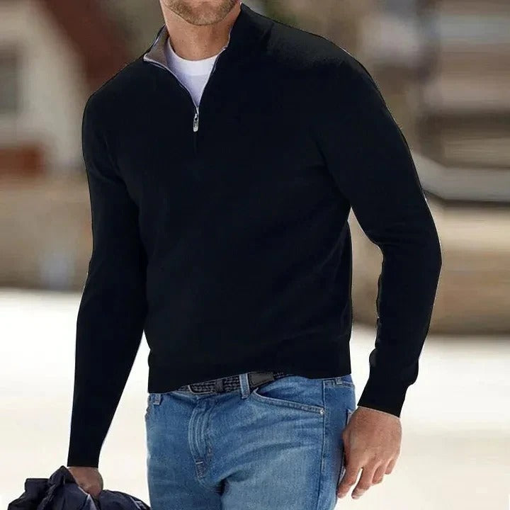 Pure Cashmere Crew Neck Sweater for Men – Full Sleeve Pullover Knit for Fall Winter Spring – Classic Fit Knitwear for Business Casual &