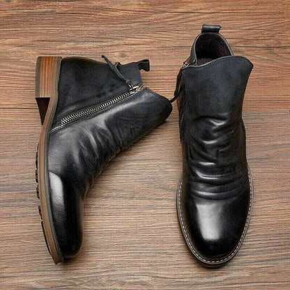 Men's Pointed-Toe Lace-Up Boots with Rubber Outsole – Classic Everyday Footwear for Work & Casual Wear
