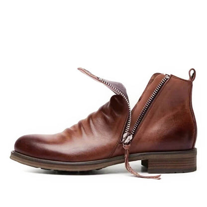 Men's Pointed-Toe Lace-Up Boots with Rubber Outsole – Classic Everyday Footwear for Work & Casual Wear