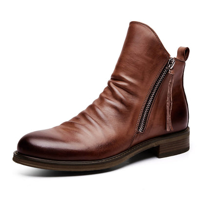 Men's Pointed-Toe Lace-Up Boots with Rubber Outsole – Classic Everyday Footwear for Work & Casual Wear