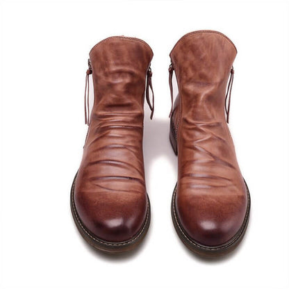 Men's Pointed-Toe Lace-Up Boots with Rubber Outsole – Classic Everyday Footwear for Work & Casual Wear