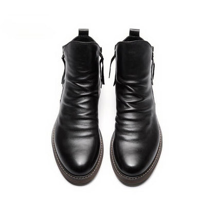 Men's Pointed-Toe Lace-Up Boots with Rubber Outsole – Classic Everyday Footwear for Work & Casual Wear