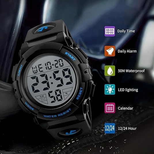Tactical Digital LED Sports Watch Waterproof Shockproof Outdoor Adventure Timepiece for Men Active Lifestyle Running Hiking Fitness Training